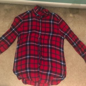 Red and Blue Plaid American Eagle Flannel